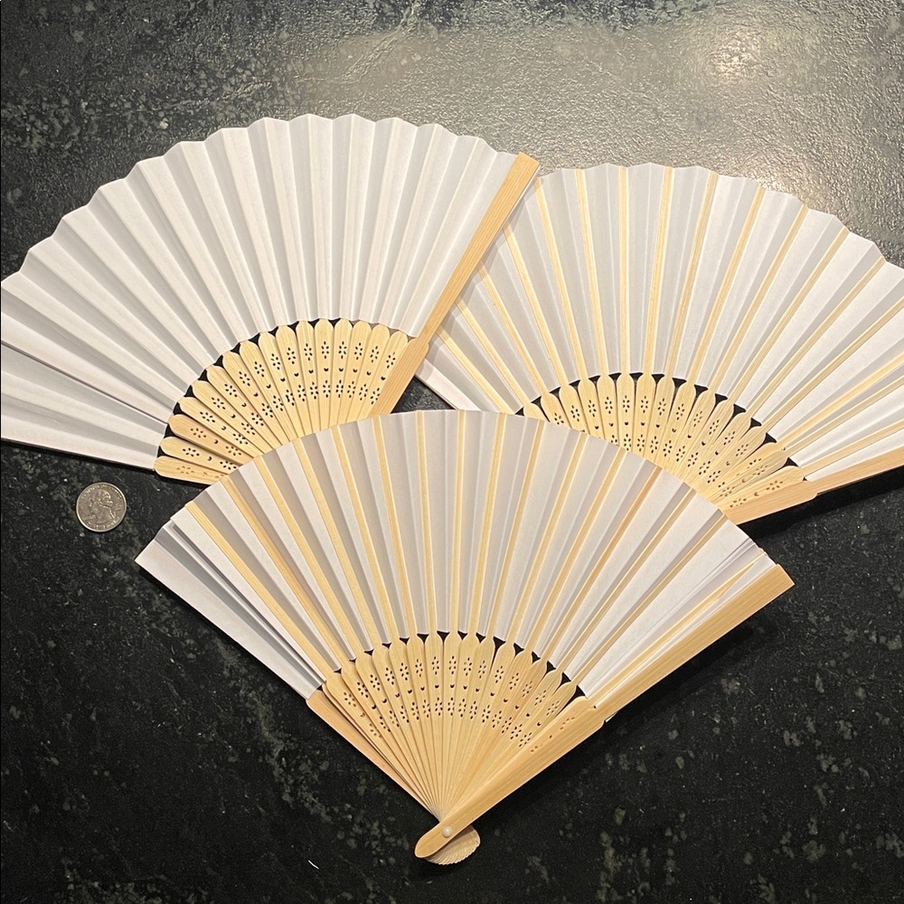 Set of Three Elegant White Hand Fans (NWOT)
